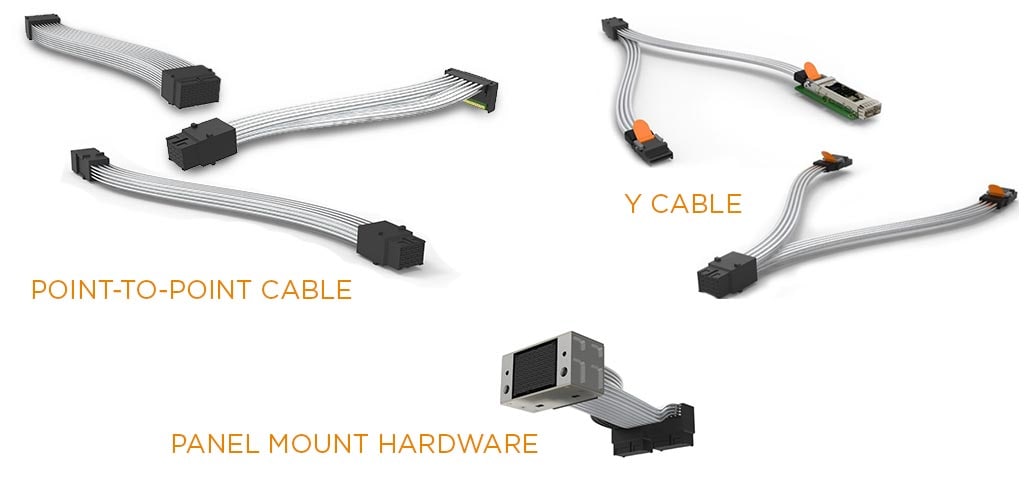 STRADA Whisper 电缆母端配置 - 点对点电缆组件、Y 型电缆组件和面板安装硬件