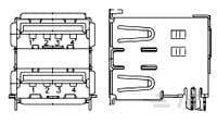 USB Conn. stacked, offset, ree-1-1734062-1