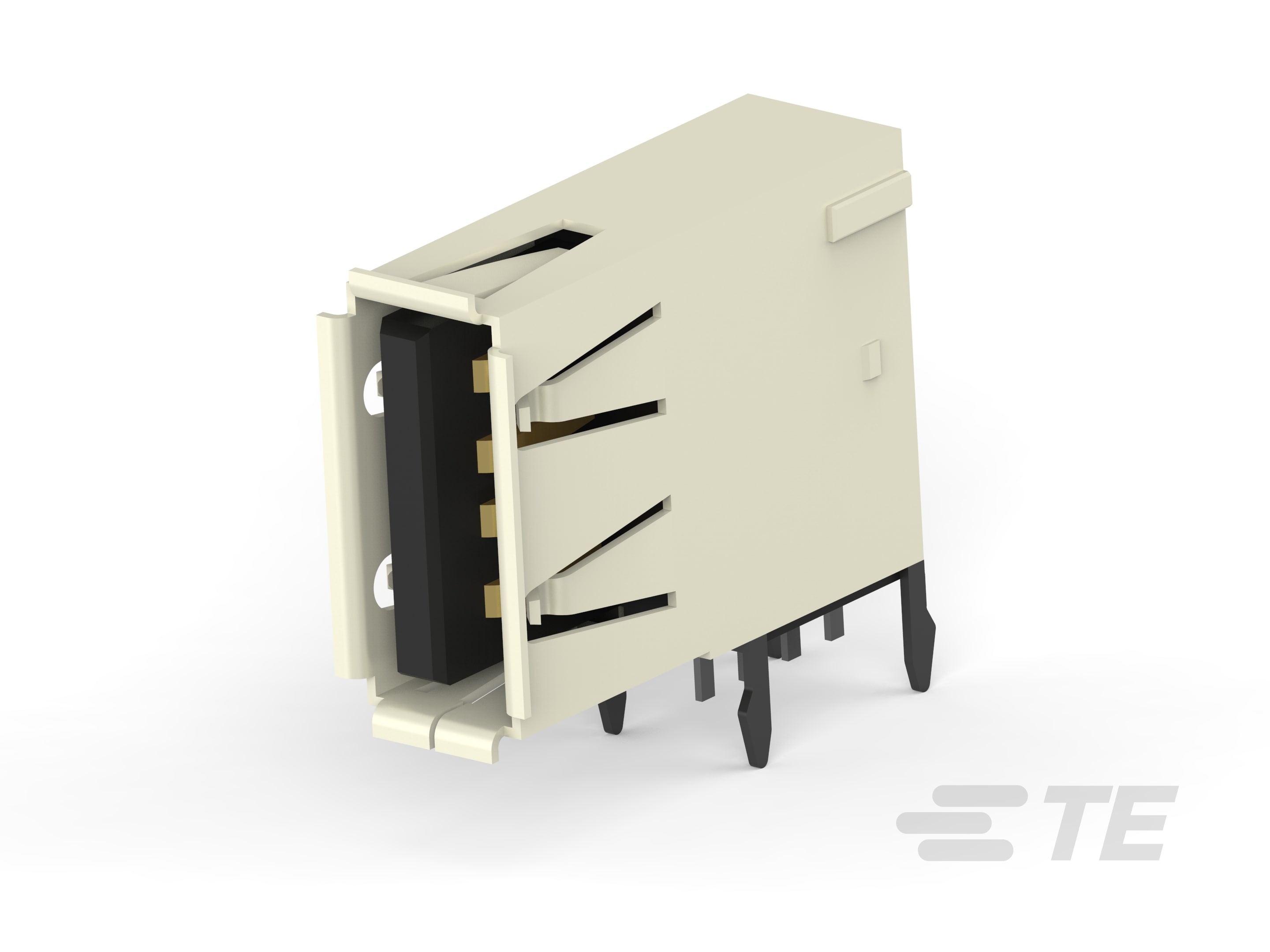 Std USB Type A, Flag, T/H, Natural-292336-2