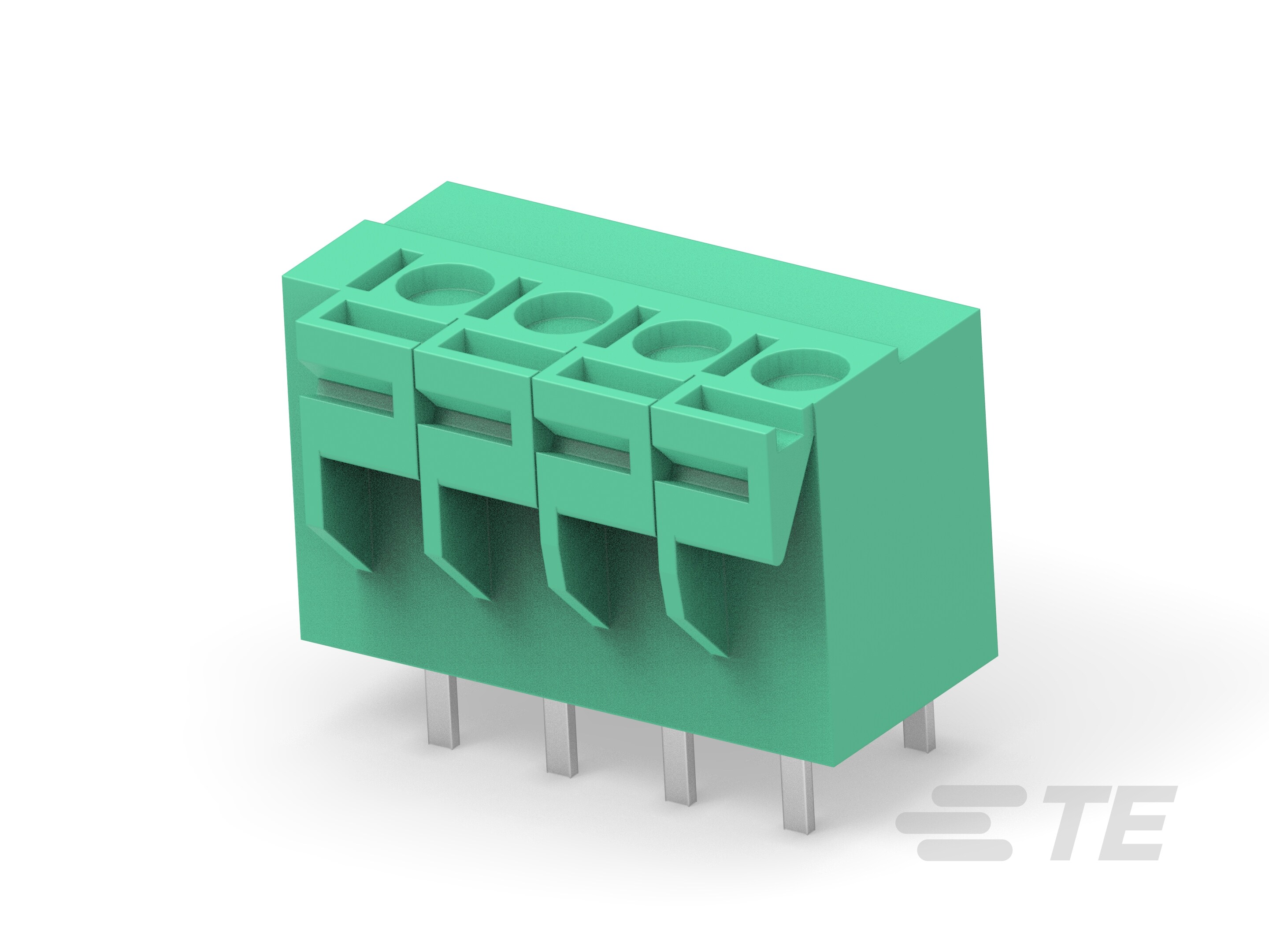 4P Spring TB, 180deg, VT,5mm, Green-1776259-4