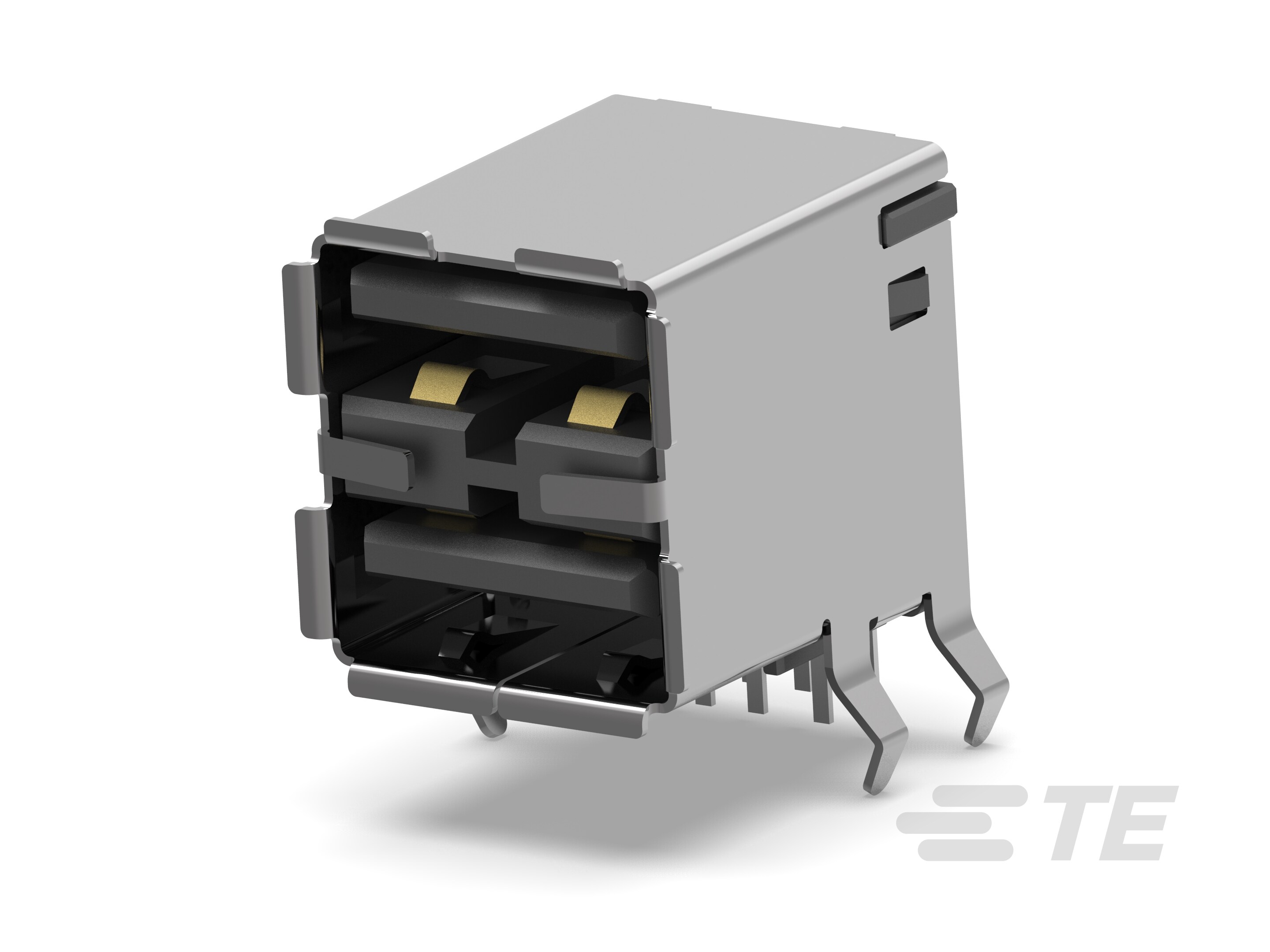 RECP ASSY, R/A, STACKED, THRU-HOLE, USB,-1932522-1