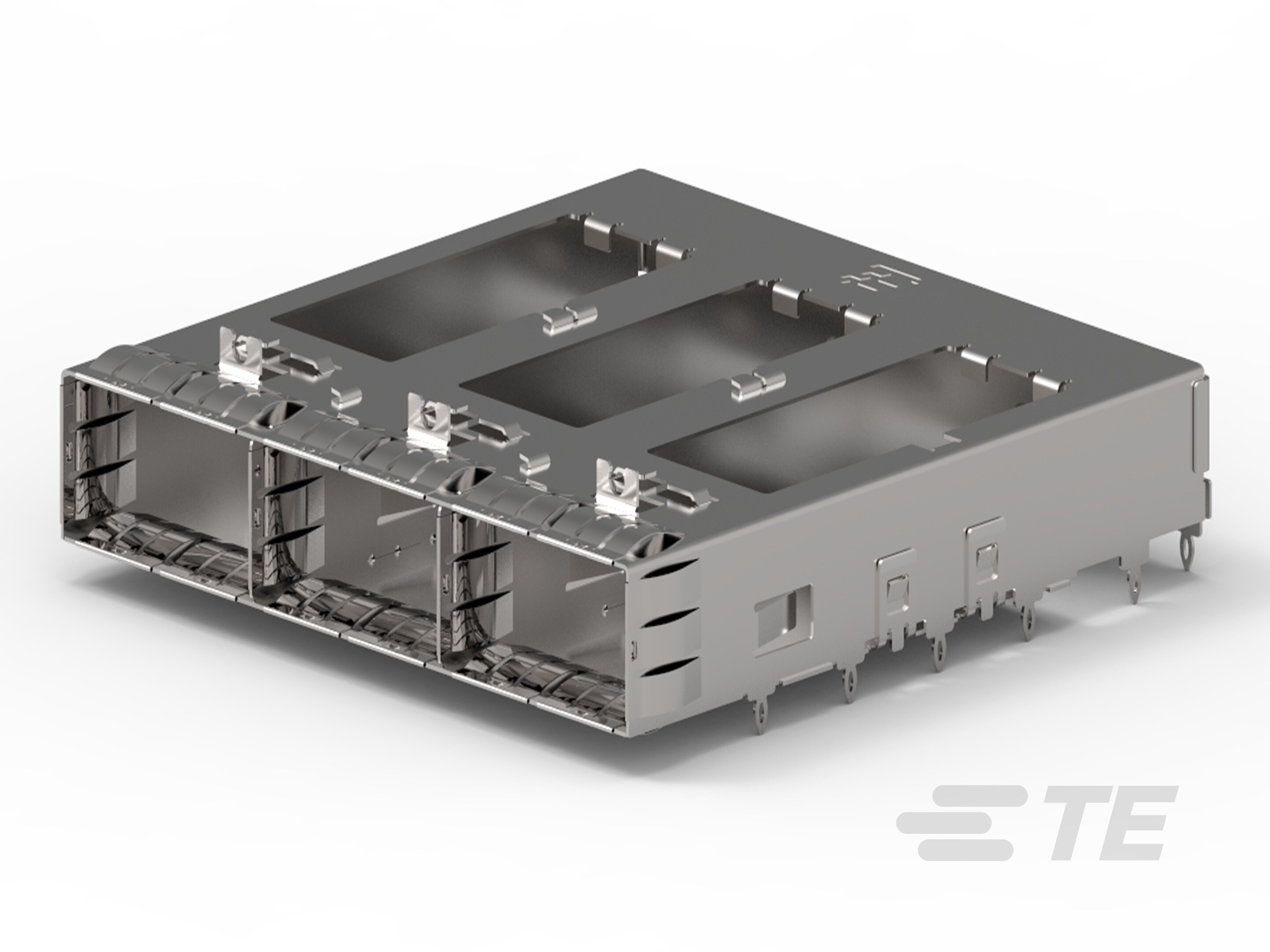 1x3 QSFP Cage Assy LP, Thru Bzl-2057001-1