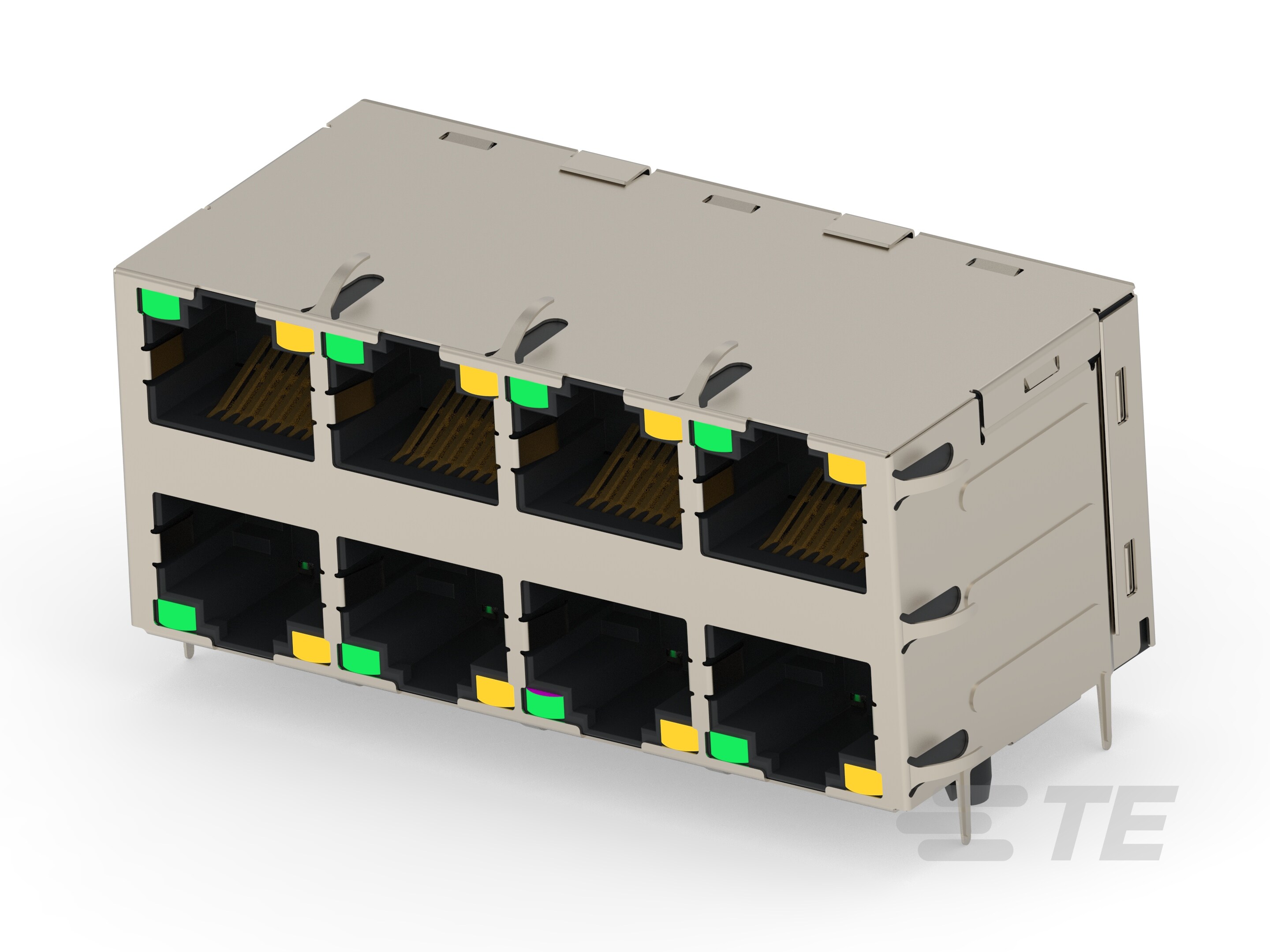 RJ45 W/MAGNET 2x4 1G LED PLATING  T 50-2496680-1