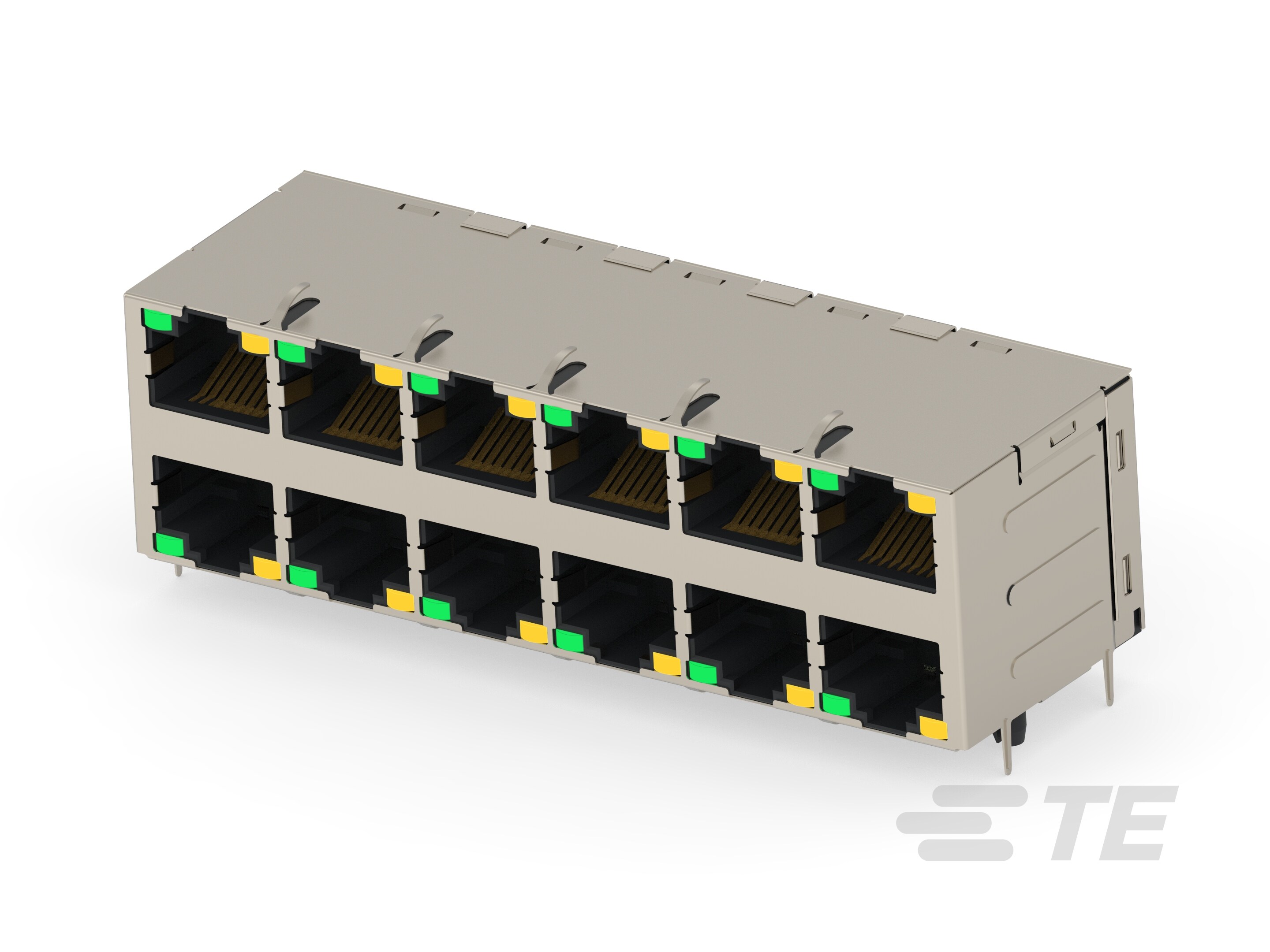 RJ45 W/MAGNET 2X6 1G LED PLATING  T 50-2497309-1