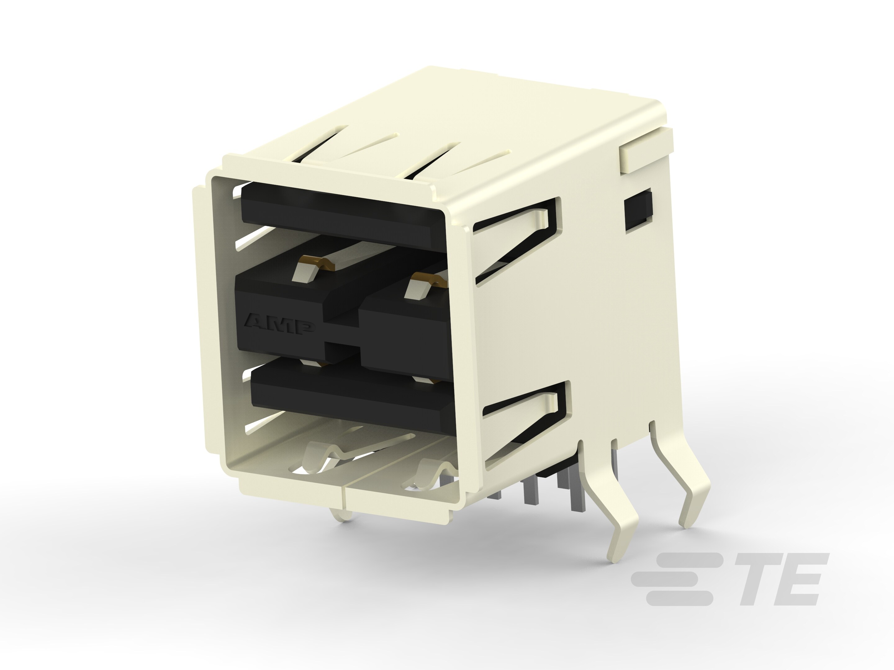 RECP ASSY, R/A, STACKED, THRU-HOLE, USB,-5787617-1