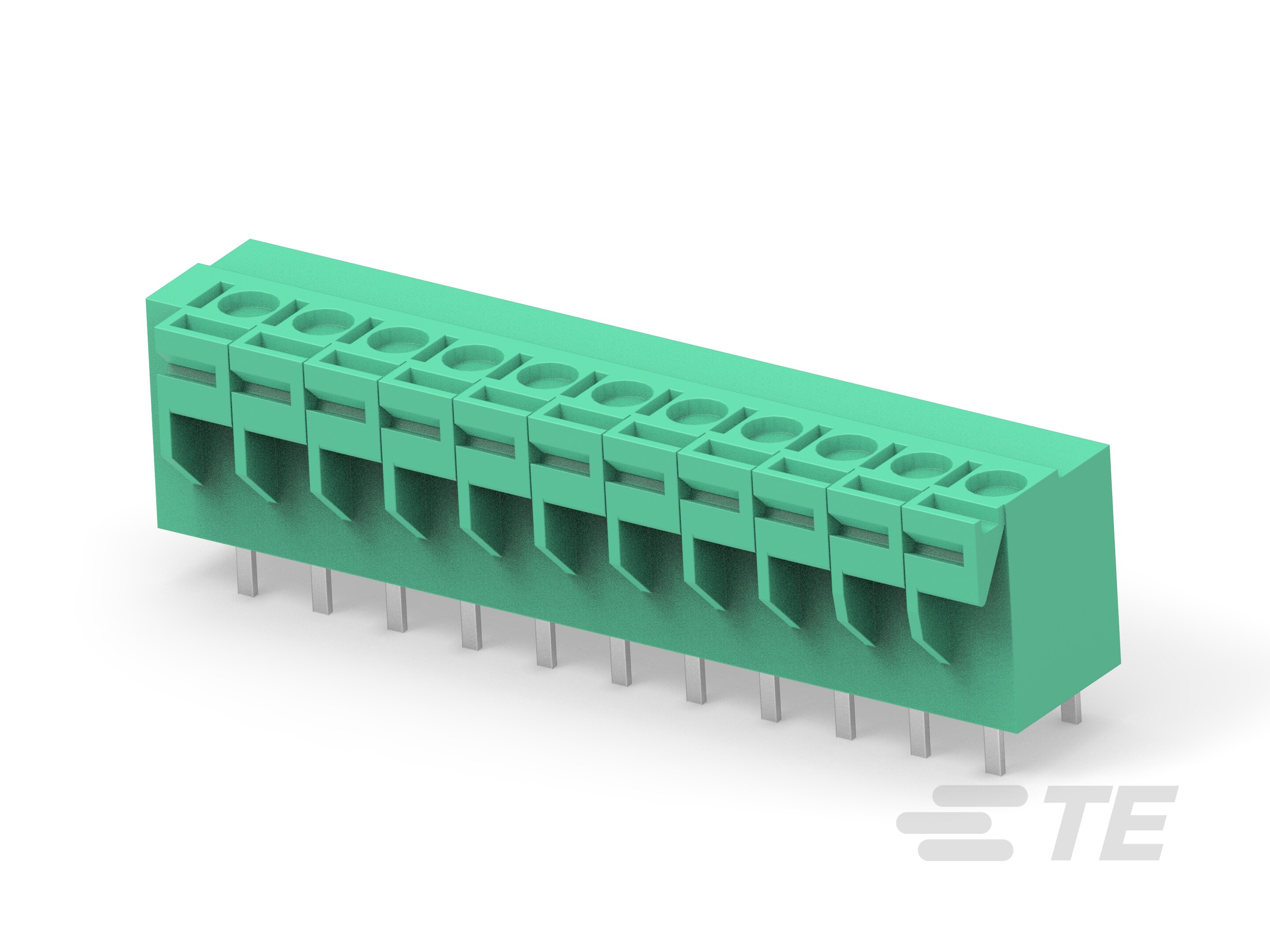 11P Spring TB, 180deg, VT,5mm, Green-1-1776259-1