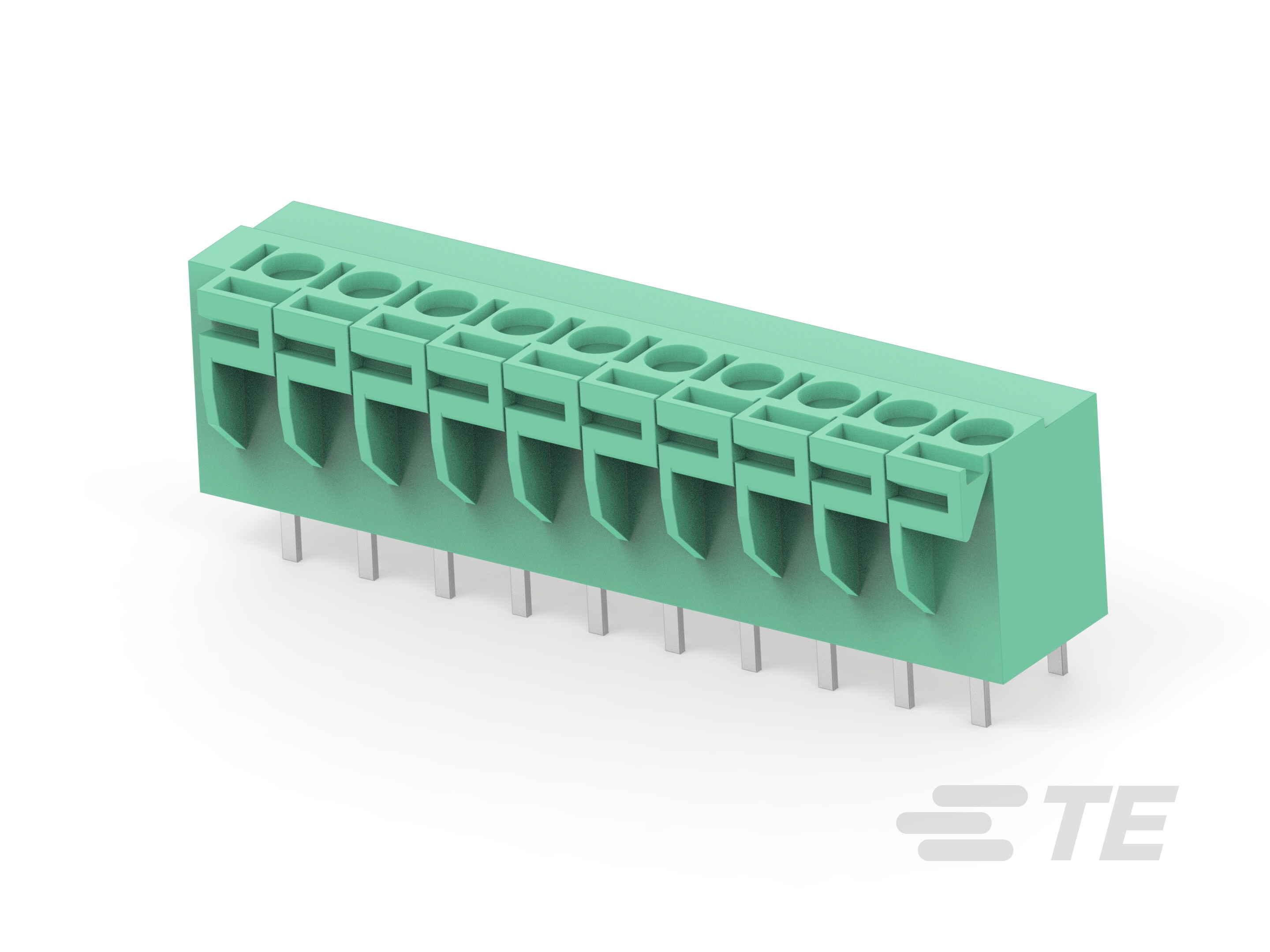 10P Spring TB, 180deg, VT,5.08mm, Green-1-1776260-0