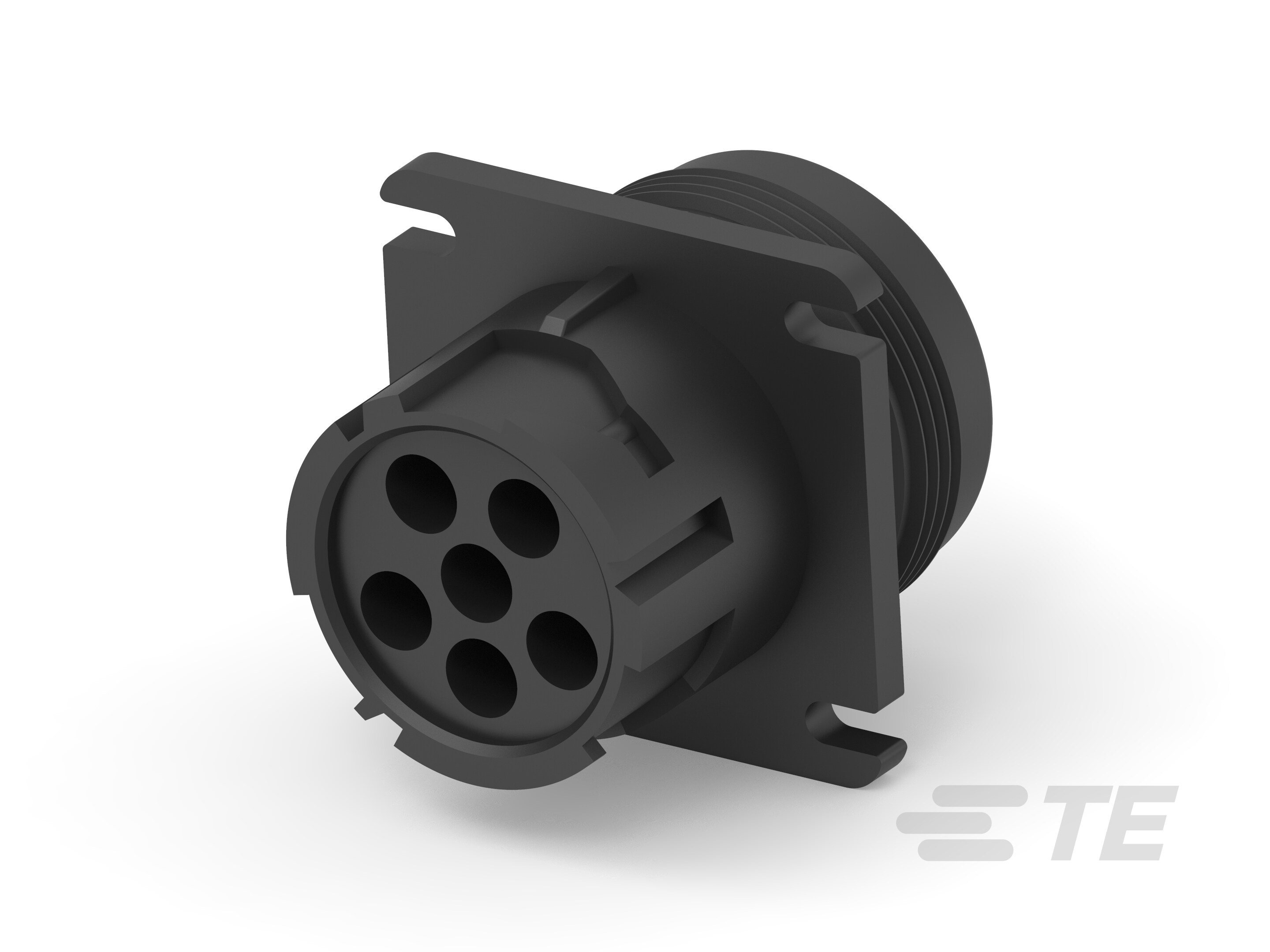 REC, 6P, BLK, N, THRD, FLANGE, 12-HD10-6-12P-E004