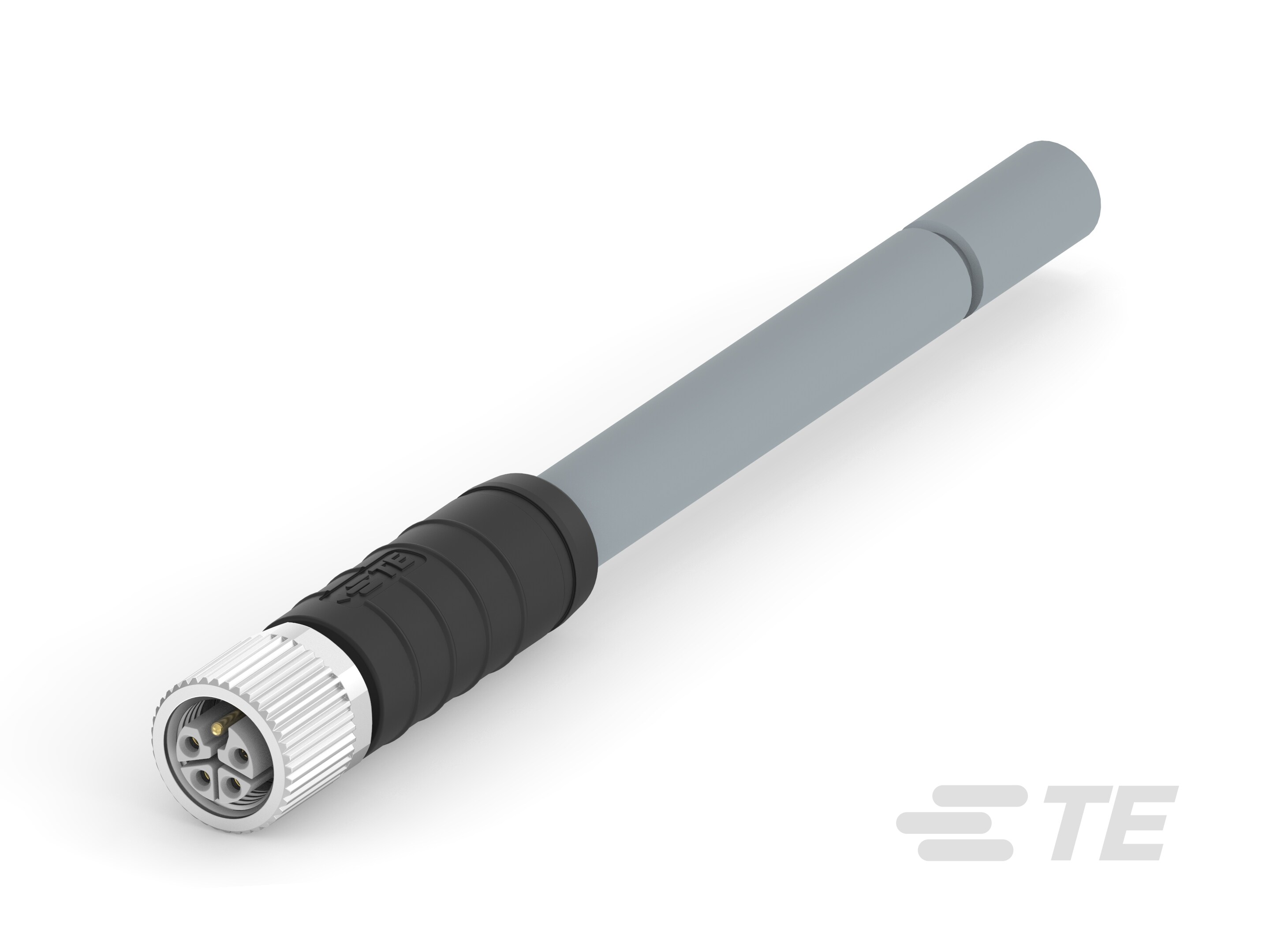 M12 L-code 5pin female straight pigtail, polyurethane gray 16 AWG-CAT-SI113-M1ZW
