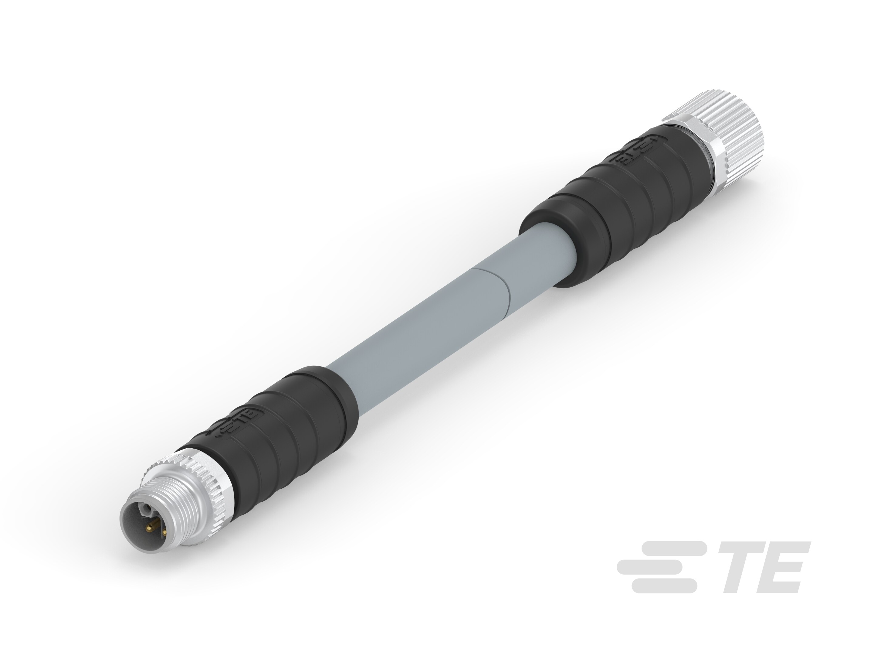 M12 L-code 5pin male straight to female straight, shielded polyurethane gray 14 AWG-CAT-SI113-M1ZP