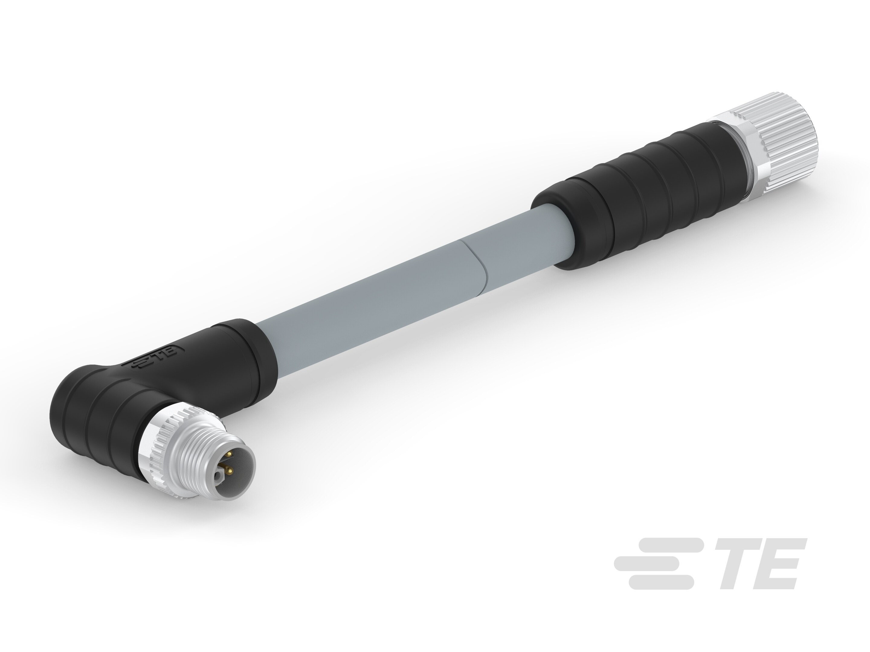 M12 L-code 5pin male right angle to female straight, polyurethane gray 14 AWG-CAT-SI113-M1ZI
