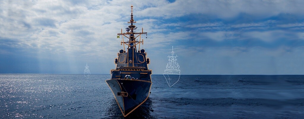 Buque de la armada en el mar