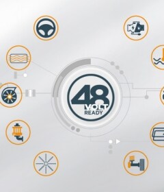 Empreinte faite dans l'herbe avec le logo 48V
