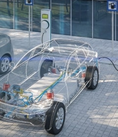 Vehículo eléctrico que circula por una carretera