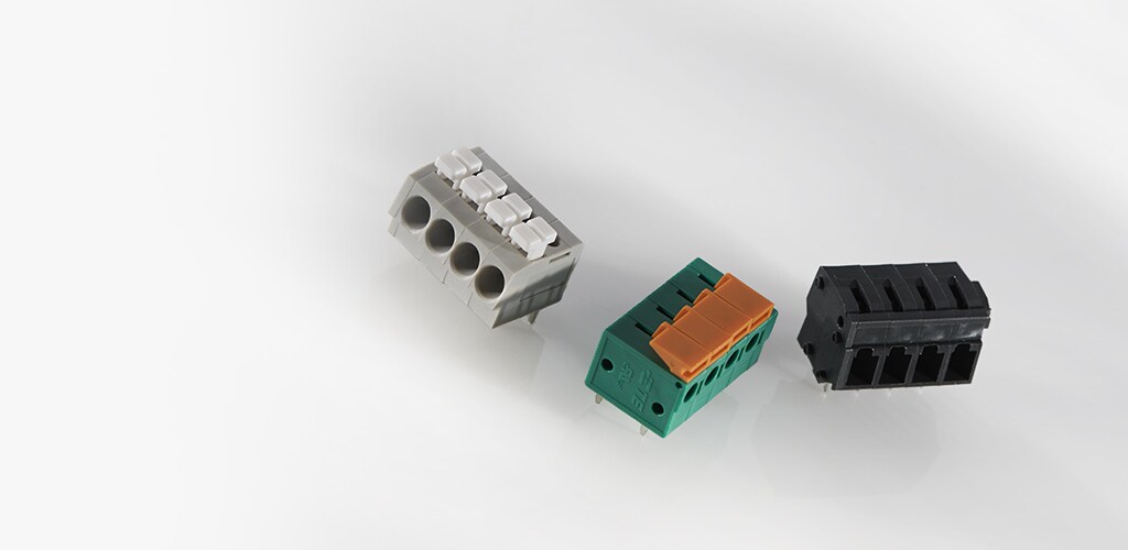 模块化无螺纹接线端子,2.5/2.54/3.5/3.81MM 间距,1 件式 PCB