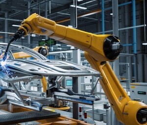 Vue d'une usine moderne utilisant des capteurs pour l'automatisation industrielle