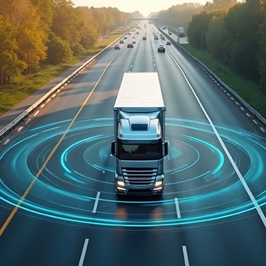 Los camiones inteligentes envían señales a otros vehículos y a la infraestructura vial.