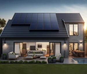 Maison équipée de panneaux solaires
