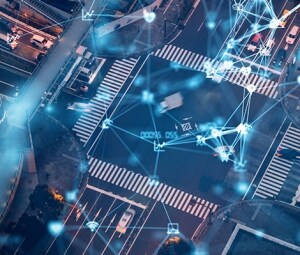 trafic dans une ville connectée et intelligente